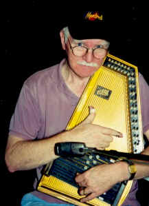 Ron in the studio with an autoharp given to him by Mother Maybelle Carter.  circa 2000